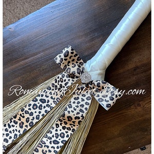 Classic Jump Broom Made .. You Choose the Colors ..shown in ivory/teal image 5