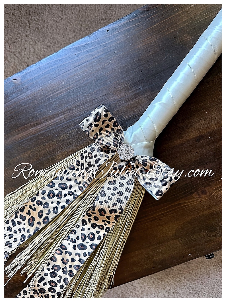 Classic Jump Broom Made .. You Choose the Colors ..shown in ivory/teal image 5