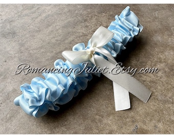 Luxe Bridal Garter..Custom colors Available..Shown in light blue/ivory