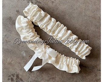 Skirted Bridal Garter SET...Shown in ALL ivory