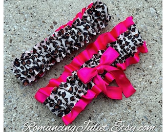 The Classic Chic Leg Garter SET..You Choose the Accent Colors..shown in hot pink/cheetah