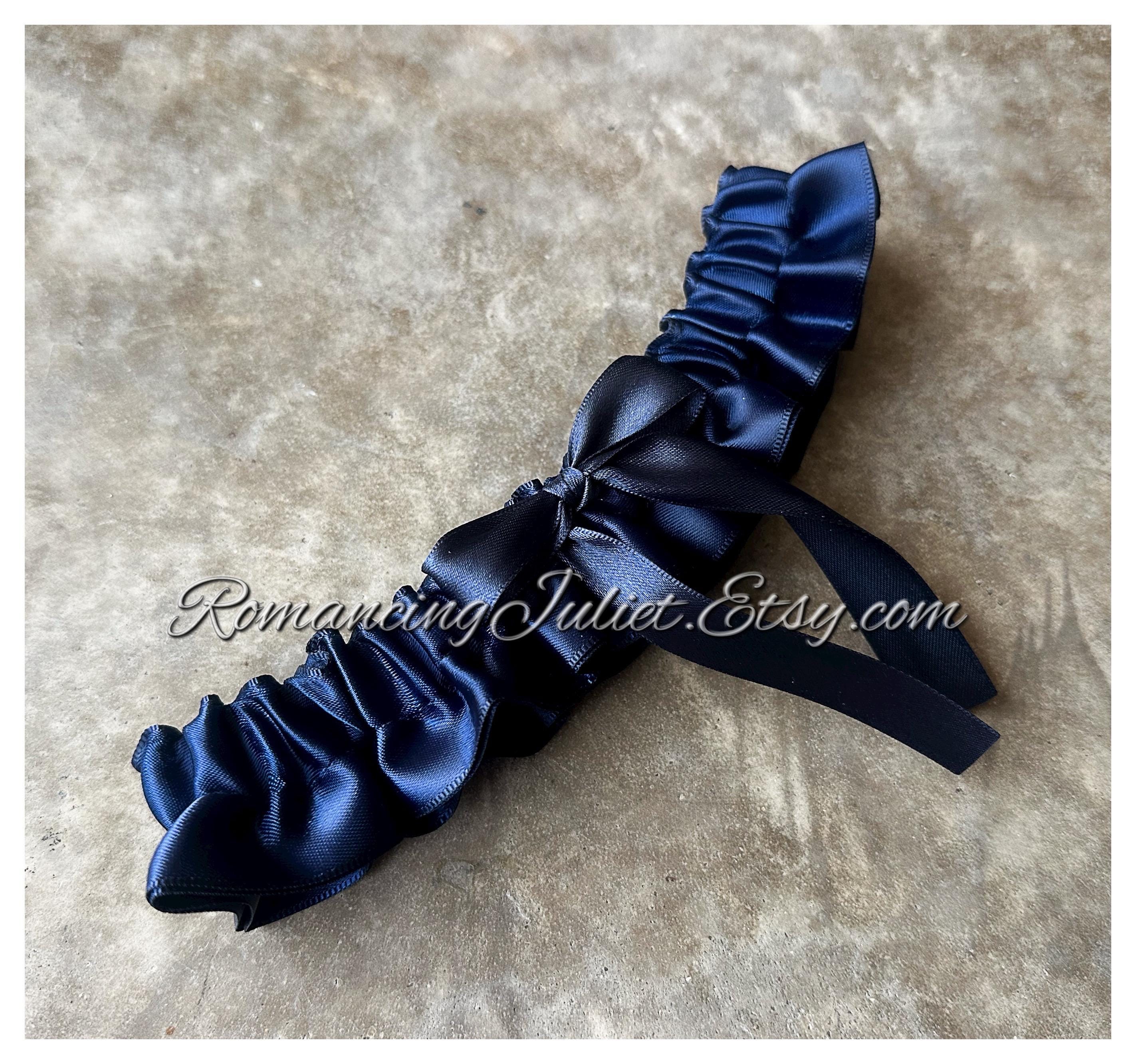 marine garter belt Navy Blue & Ivory Lace Wedding Garter Belt Set Crystal Midnight Marine  Cream main image 1
