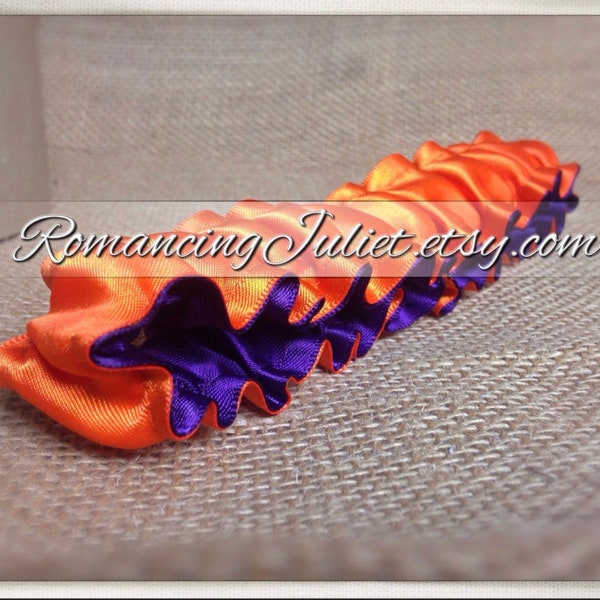 The Original Fully Reversible Bridal Garter..You Choose The Colors..shown in orange/purple