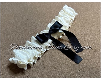 Luxe Bridal Garter..Custom colors Available..Shown in ivory/black