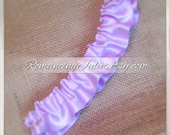 Satin Skirted Plain Bridal Garter...Custom Colors Available..shown in light purple