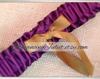 Luxe Bridal Garter...Shown in plum purple/antique gold