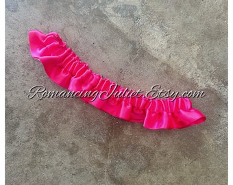 Satin Skirted Satin Bridal Garter in hot pink