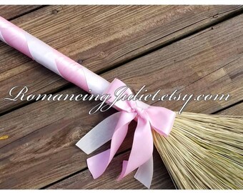 Classic Jump Broom Made in Your Custom Colors ..shown in light pink/white