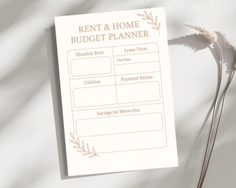 Minimalist Home Budget Planner | Rent & Expense Tracker (PDF)