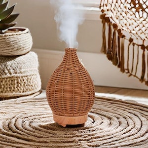 Ceramic Essential Oil Diffuser | Boho Cozycore Ultrasonic Aroma Mist Humidifier for Bedroom, Ritual, or Desk Decor