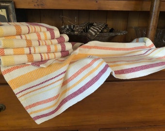 Handwoven Tea Towel, Reds, Orange, Yellow