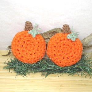 Scrubbers. Pumpkins, scour pad, cleaning aid, orange, scrubbie, home, kitchen,bath, durable, eco-friendly. 2pk Pumpkins Pot Scrubbers. image 2