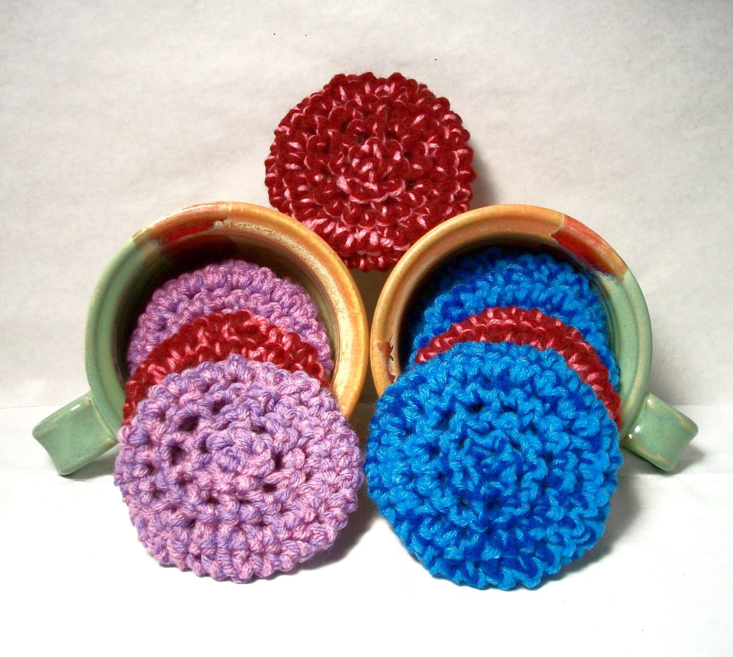 Yarn Scrubbies. Ecofriendly scrubbers blue purple Etsy