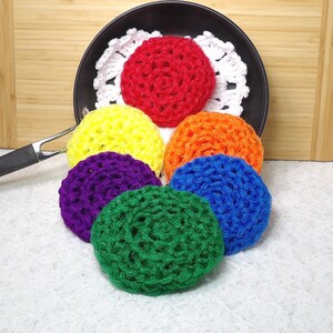 Wäscher, Topfreiniger, Geschirrwäscher, rot, blau, grün, gelb, orange, lila, Küche, Haushalt. Brights Collection in einem 6pk.