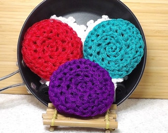 Scrubber, scrubbies, pans, dish, pots, grey, green, blue, purple, nylon net, kitchen, home. PLEASE choose colors. 32 colors 3pk.