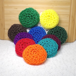 Scrubber, scrubbies, pan, dish scrubbie, green, blue, purple, yellow, nylon net, kitchen. PLEASE choose colors. 32 colors to make your 10pk.