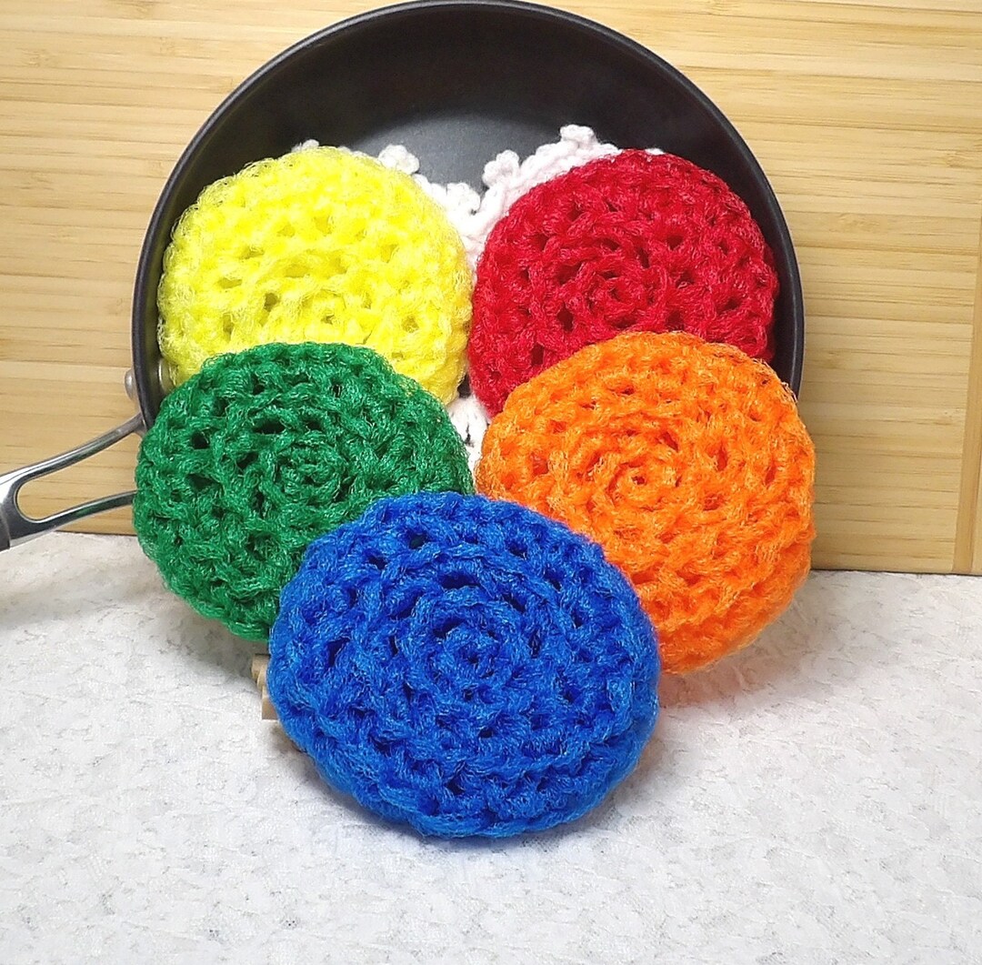 Nylon Net Pot Scrubber Set: Colorful Dish Scrubbies, 5-pack. PLEASE ...