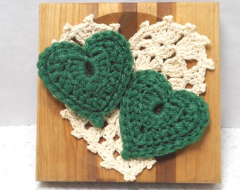 Scrubbers. Scrubbie, hearts, durable, eco-friendly, cleaning aid, home, scour pad, gift, green, nylon net. 2 pack of hearts.