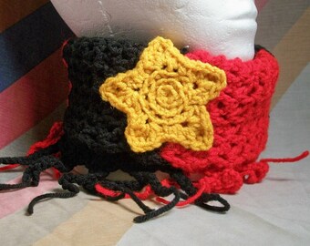 Hat. Neck warmer, cowl, star, handmade, colorful, crochet, applique, beanie, cap, scarf, gift. You're a STAR.