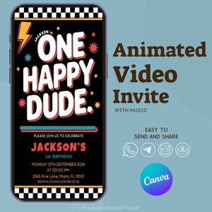 One Happy Dude Mobile Invite | One Happy Dude Animated Evite | Boys first birthday invitation, Personalized Video Invitation, Editable Video