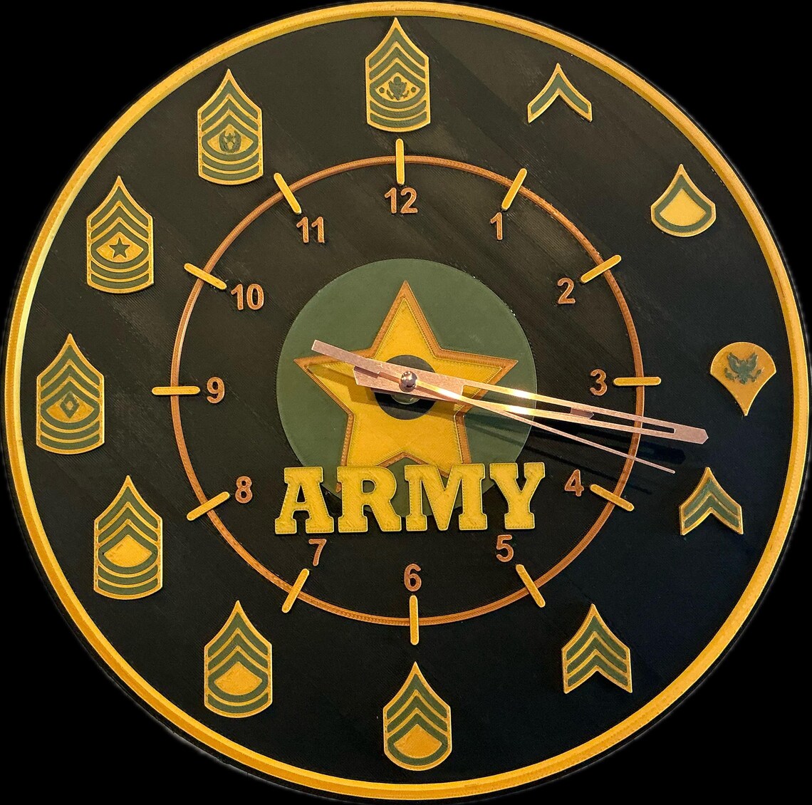 3D PRINTED Sergeant Time Clock – Custom Army Rank Wall Clock - Etsy