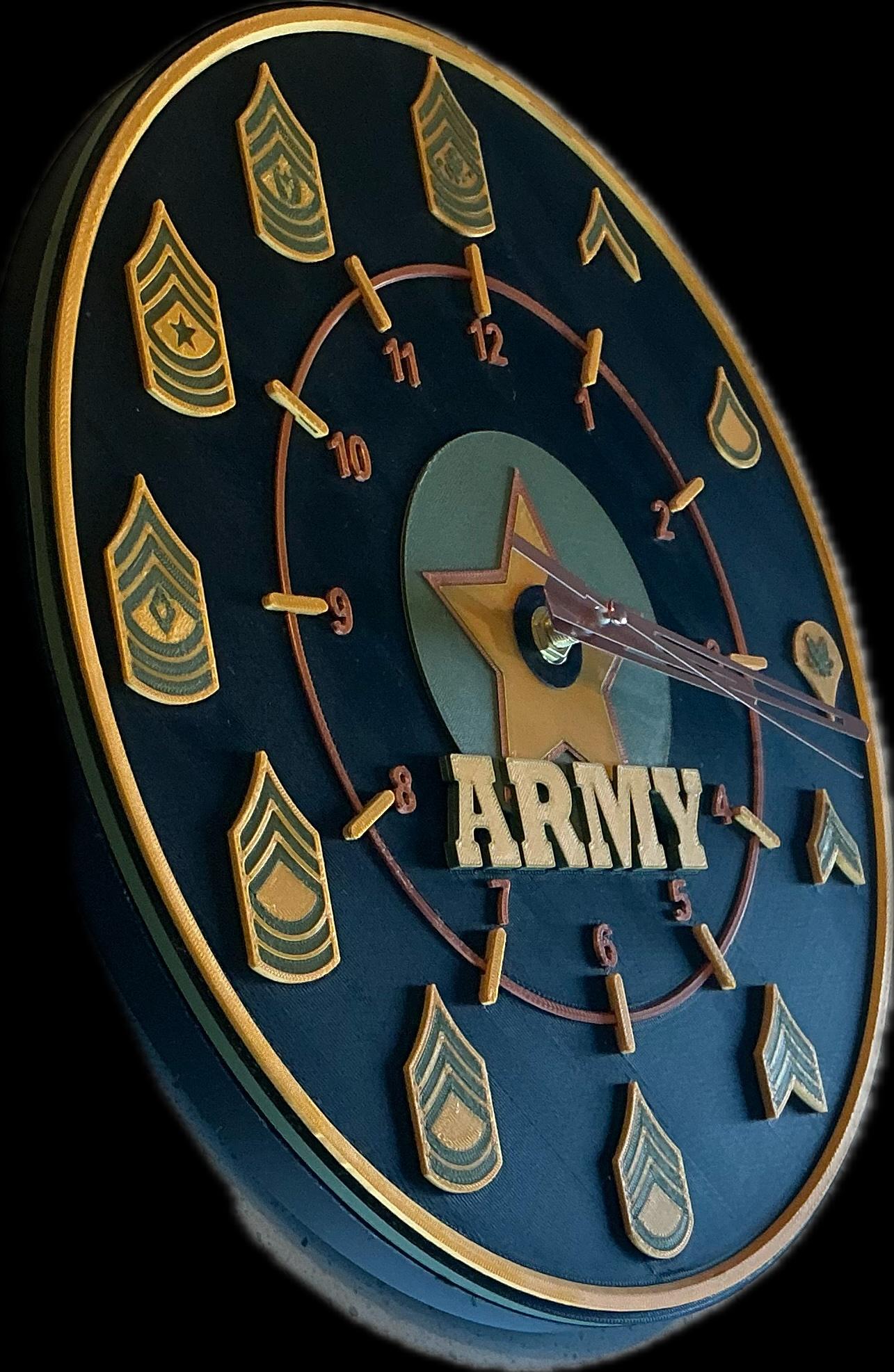 3D PRINTED Sergeant Time Clock – Custom Army Rank Wall Clock - Etsy