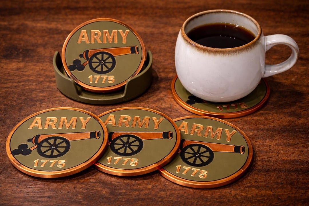 Army Coaster Set With Holder: 3D Printed Military Gift - Etsy