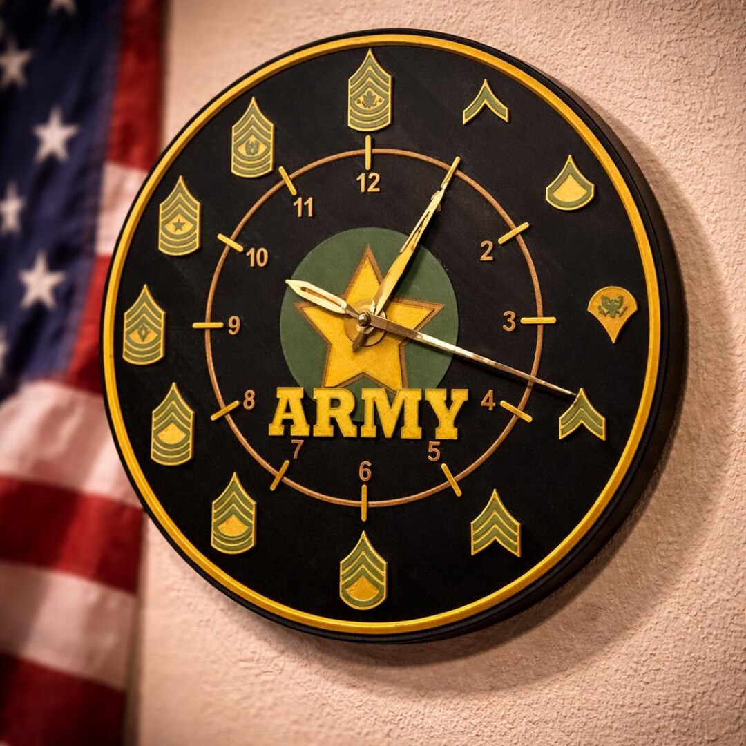 3D PRINTED Sergeant Time Clock – Custom Army Rank Wall Clock - Etsy