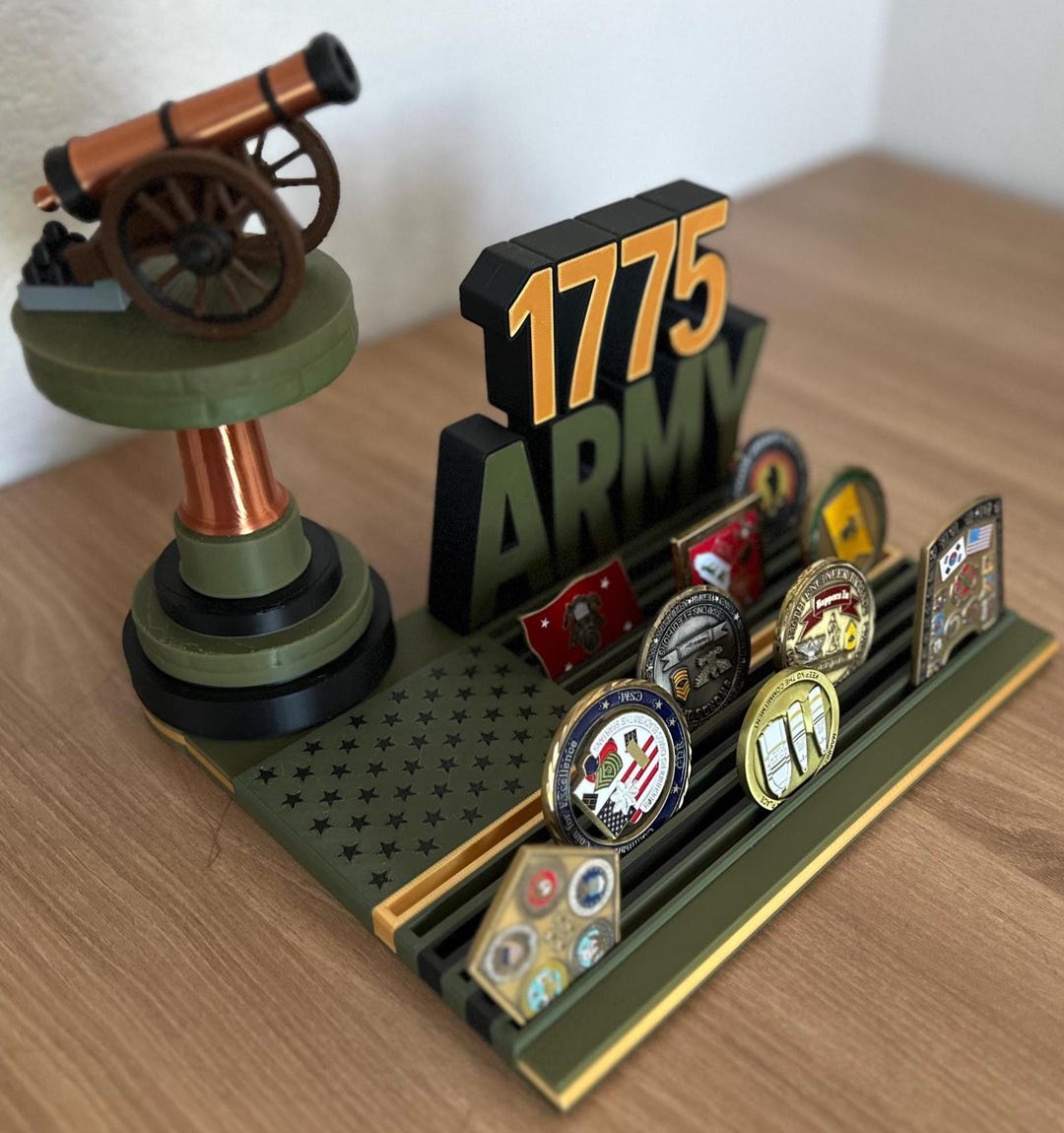 Unique Army Coin Racks 3D Printed Army Challenge Coin Holder | Veteran Gift, Cannon Figurine ...