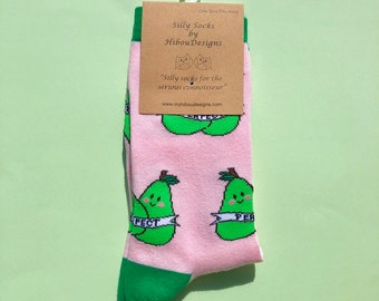 Silly Socks by HibouDesigns - Perfect Pair happy socks, love is love, perfect couple, soulmate, pink & green, original design HibouDesigns