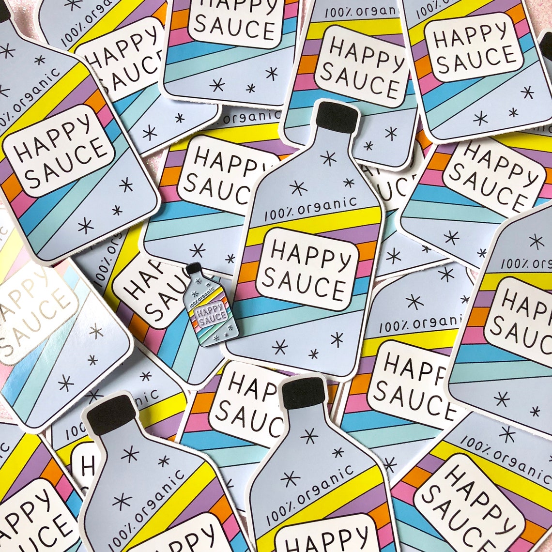 Happy Sauce Sticker Positivity Happiness and Rainbows Etsy