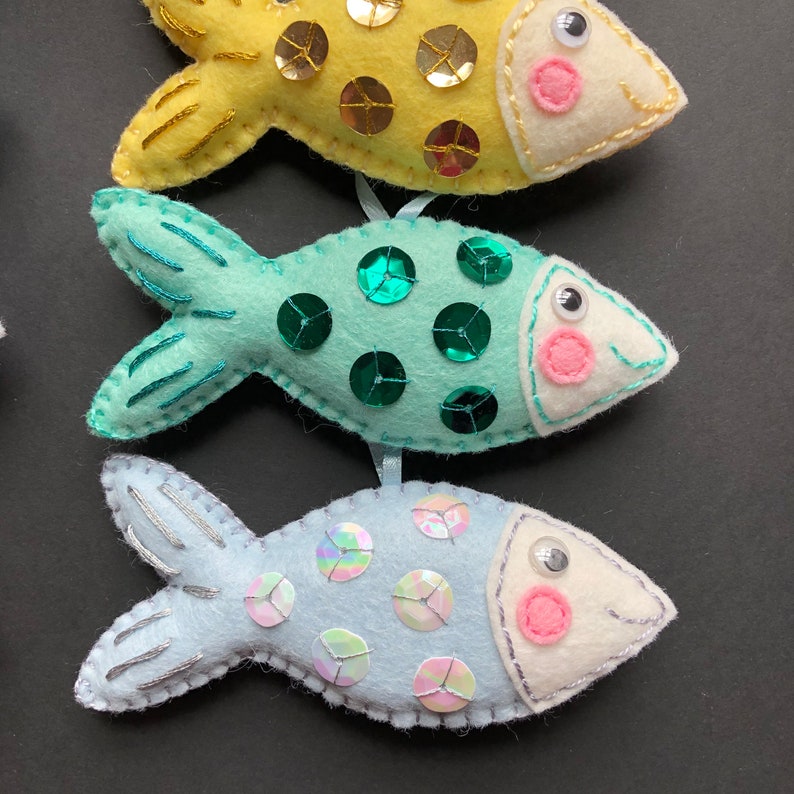 Fish Ornaments Christmas Tree Ornament Felt Fish Hand Etsy