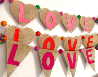 Party banner - love banner - party home decor - love is love - OOAK handmade by HibouDesigns