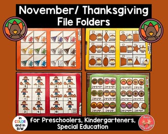 Thanksgiving File Folder Games: Preschool Learning Activities (physical product)