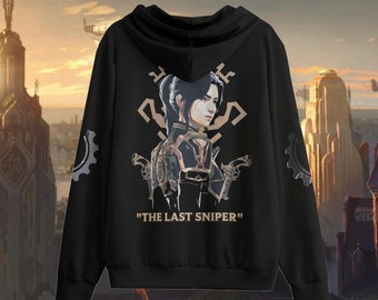 Arcane Unisex Caitlyn Pullover Hoodie With Zipper Closure | Jinx | Vi | Isha | Viktor | Ekko | Mel | Anime Hoodie | Best Gift