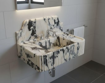 Calacatta Viola Marble Sink – Luxury Handmade Stone Vessel Sink for Modern Bathroom Vanity