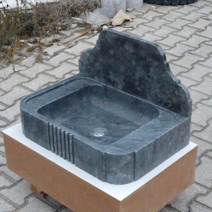 Gray Marble Sink, Natural Stone Bathroom Sink, Modern Home Decor, Hand Carved Sink, Powder Room Sink, Vessel Sink
