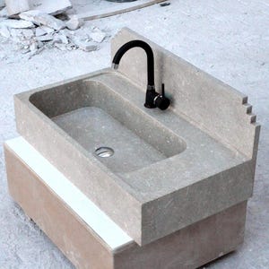 Ready to ship! Green Marble Sink with Backsplash, Bathroom Vanity, Custom Order Marble Sink, Powder Room Sink, Farmhouse Sink, Handmade Sink