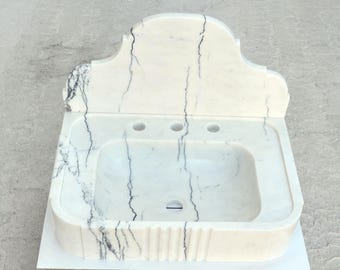 Handmade Lilac Marble Vessel Sink: Modern Powder Room Vanity