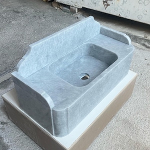 Gray Marble Sink, Natural Stone Bathroom Sink, Modern Home Decor, Hand Carved Sink, Powder Room Sink, Vessel Sink, Farmhouse Decor