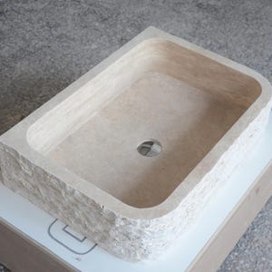 Travertine Marble Sink: Luxury Blasted Stone Bathroom Vanity