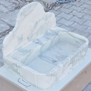 Calacatta Viola Monet Marble Sink: Handmade Custom Vanity, Modern Bathroom