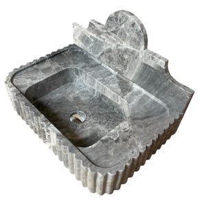 Atlantic Grey Marble Sink: Hand Carved Natural Stone Vessel