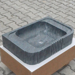 Gray Marble Sink, Natural Stone Bathroom Sink, Modern Home Decor, Hand Carved Sink, Powder Room Sink, Vessel Sink