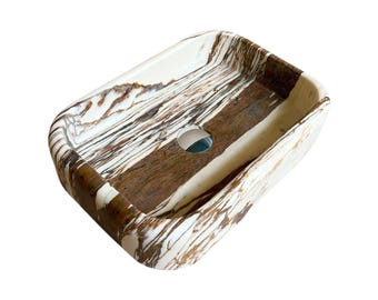 Custom Marble Sink, Luxury Bathroom Vanity, Bianca Foresta Stone Basin, Wall Mounted Sink