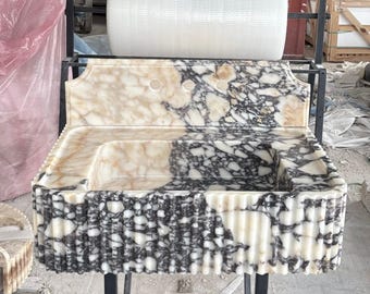 Luxus Calacatta Viola Marmor Waschbecken An der Wand befestigtes Badezimmer-Waschbecken mit Aufkantung