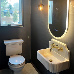 Calacatta Viola Monet Marble Sink with Backsplash, Custom Order Sink, Bathroom Vanity, Powder Room Sink, Small Sink, luxury Bathroom Design