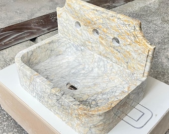 Lavabo in marmo Calacatta Viola intagliato a mano: recipiente in pietra naturale
