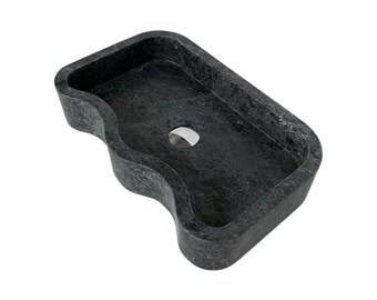 Lavabo in marmo nero, lavabo da bagno in pietra naturale, lavabo di lusso per il bagno