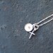 FAITH the Size of a Mustard Seed Sterling Silver Mini Cross and Small Mustard Seed Resin Pendant Thin Rope Chain Necklace 